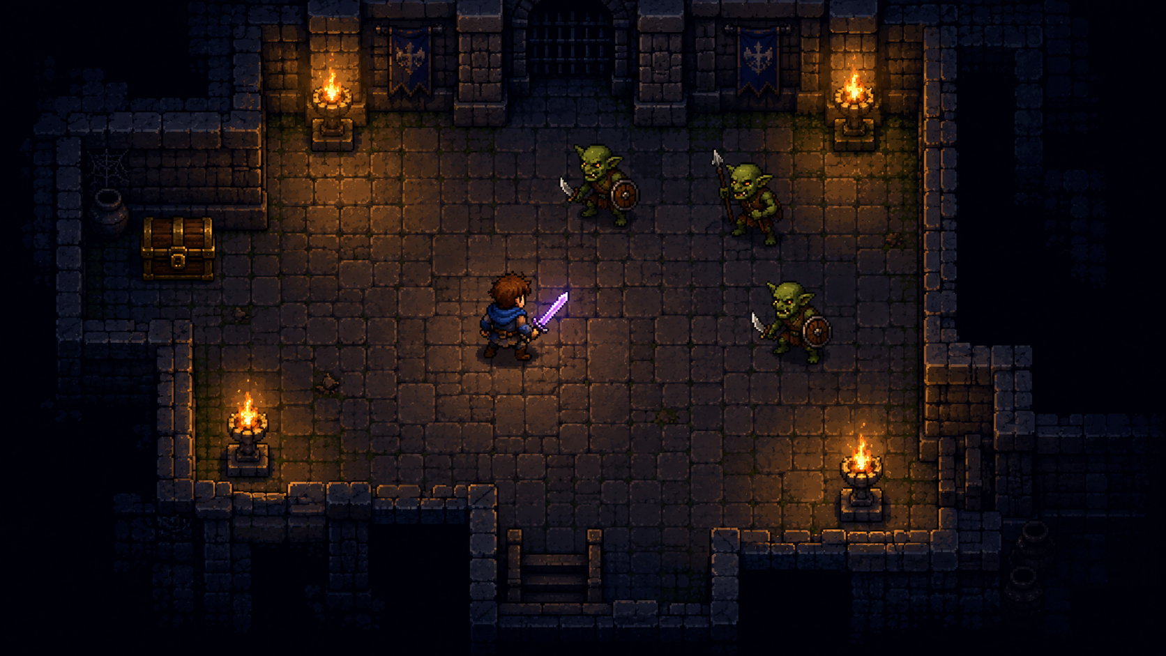 Top-down pixel-art dungeon crawler made with Mana Engine